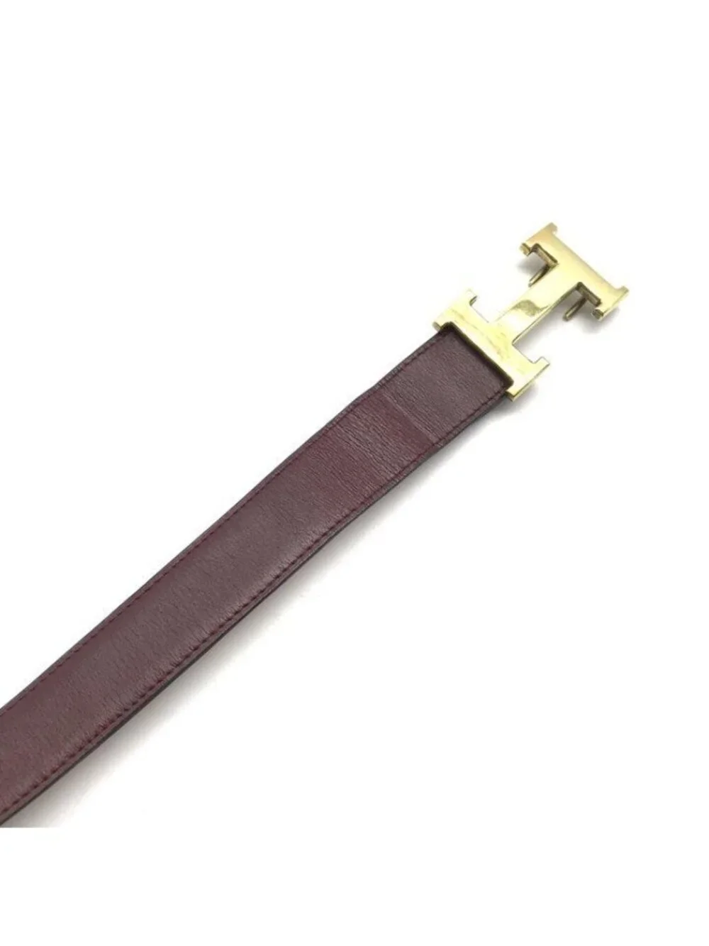 Hermes H Buckle Logo Leather Belt Suit Bordeaux